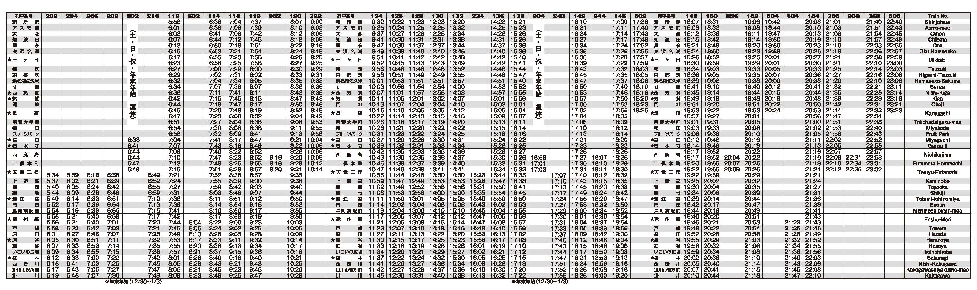 天浜線2022年3月12日改正時刻表_ページ_1